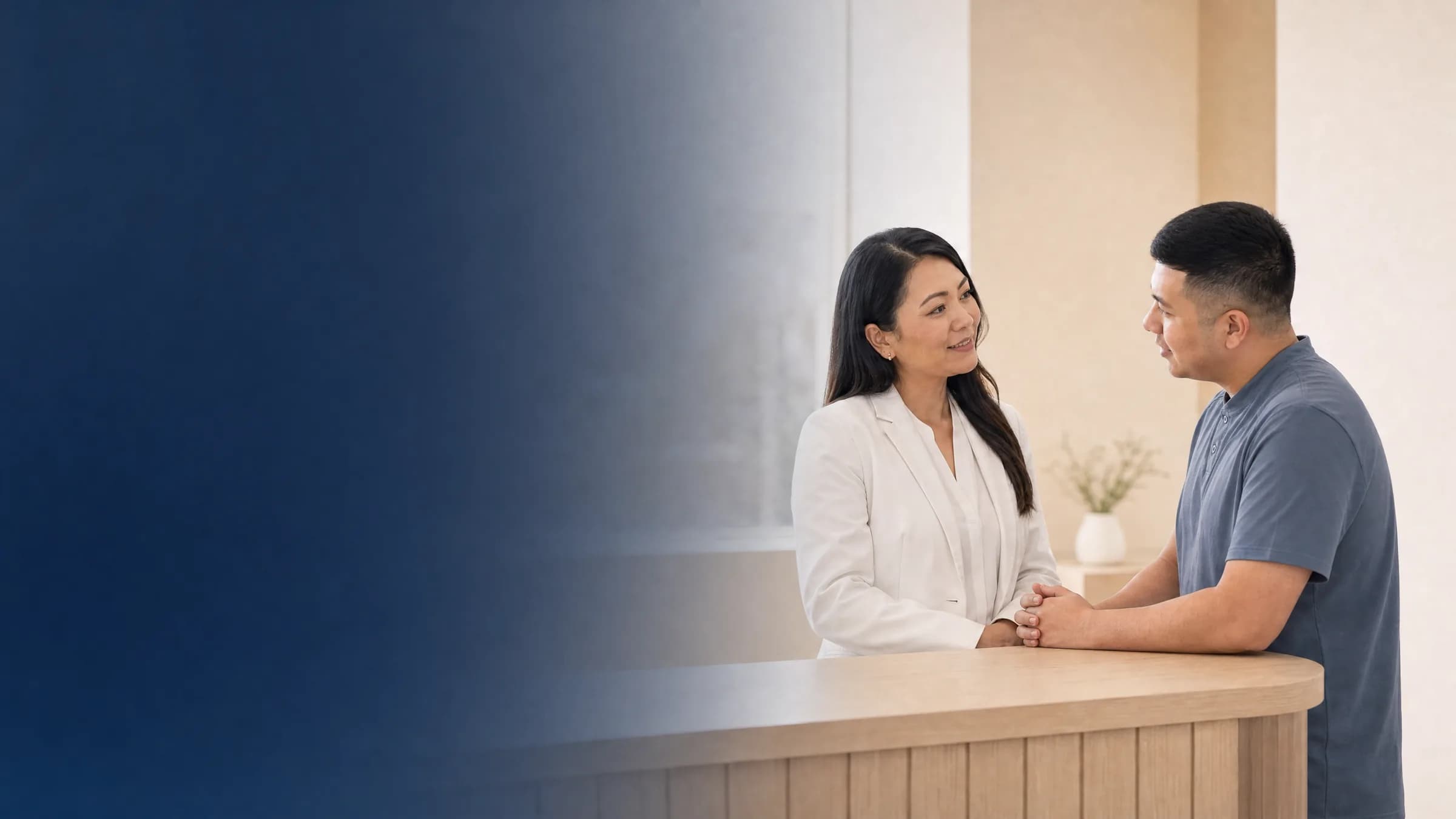 Clinician speaking with a patient at a ReadyOS clinic